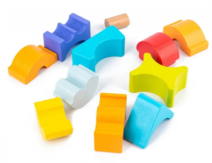 Turnul de Blocuri de Constructie Curcubeu, 11 piese, EduJucarii [2]