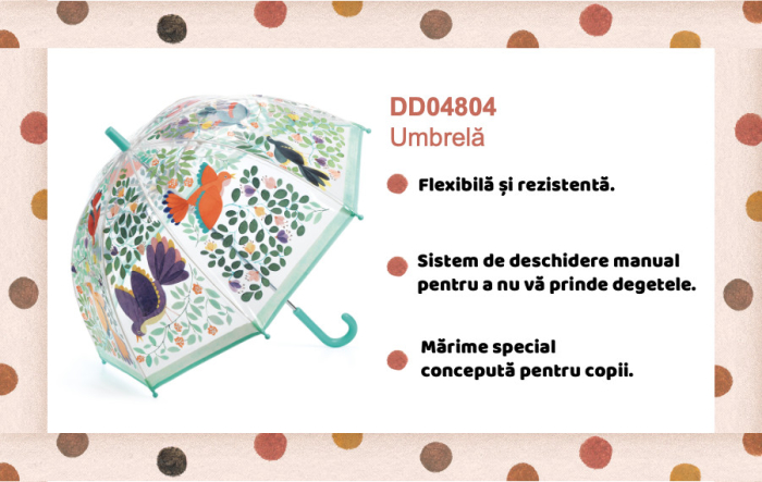 Umbrela pentru copii Flori si pasari, Djeco [5]