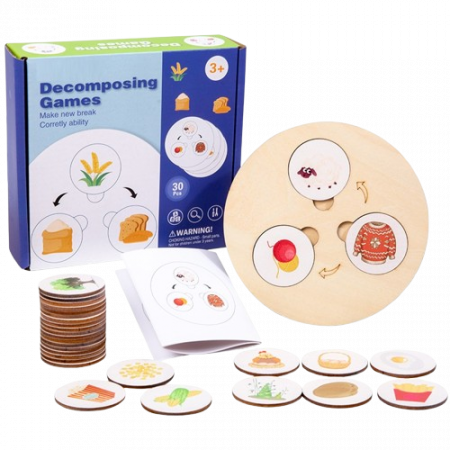 Jocuri de memorie si inteligenta - Joc educativ din lemn, Ciclul  si evolutia vietii Decomposing Games", Montessori, 30 piese, lemn, 3 ani+, EduJucarii