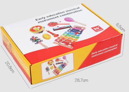 Set Instrumente Muzicale din Lemn pentru Copii, 8 Piese Educaționale, 3 ani+, Edujucarii [2]