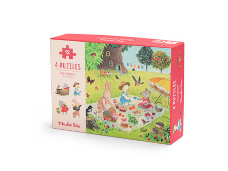 Noutati si reduceri - 4 puzzle-uri anotimpuri, Moulin Roty