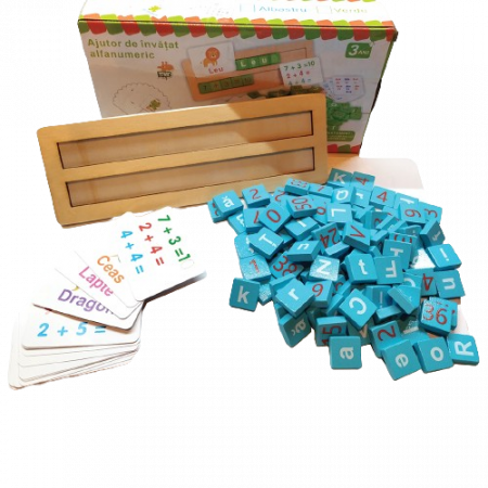 Jocuri de memorie si inteligenta - Joc multifunctional montessori de asociere si sortare in Limba Romana, Alfanumeric cu Cifre si Litere, Matematica si Alfabet, 3 ANI+, EduJucarii