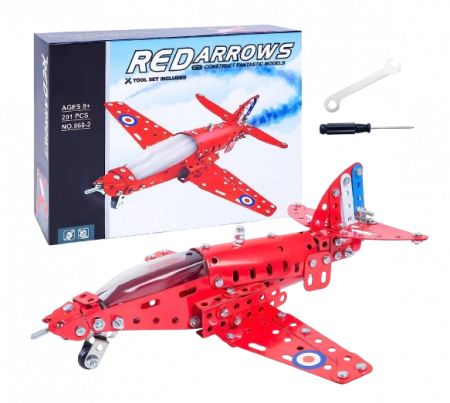 Seturi de constructie - Kit constructie avion metalic Red Arrows, 201 piese, 8 ani+, EduJucarii