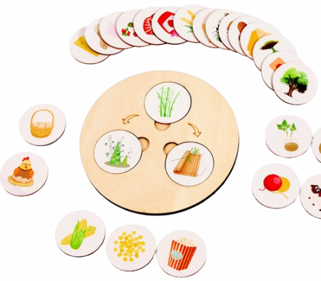 Joc educativ din lemn, Ciclul  si evolutia vietii Decomposing Games", Montessori, 30 piese, lemn, 3 ani+, EduJucarii [2]