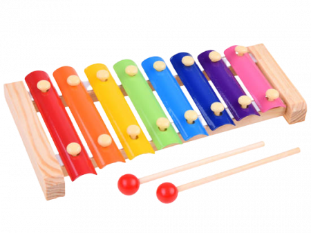 Jucarii de rol - Instrument muzical de jucarie pentru copii, Xilofon cu 8 tonuri, din lemn si metal, + 3 ani, EduJucarii