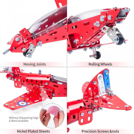 Kit constructie avion metalic Red Arrows, 201 piese, 8 ani+, EduJucarii [2]