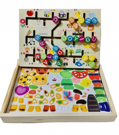 Joc Educativ din Lemn, Labirint cu Litere Magnetice,  Logical Thinking and puzzle Drawing Board, 3 ani+, EduJucarii [4]