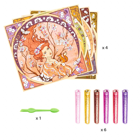 Atelier de pictura Art Nouveau cu sclipici Inspired by Mucha, Djeco [5]