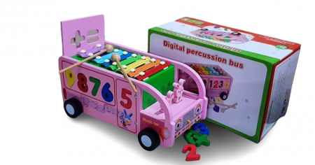 Autobuz educativ cu cifre si xilofon, lemn, Digital Percussion Bus, 3 ani+, EduJucarii [6]