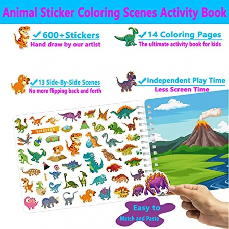 Caiet de activitati  pentru copii, autocolante si imagini de colorat, Habitatul Animalelor, EduJucarii, 4 ani+ [8]