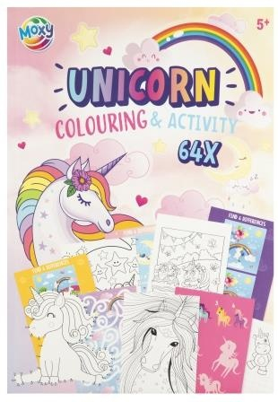 Noutati si reduceri - Carte cu activitati de colorat, unicorni, A4, 64 pag, Moxy