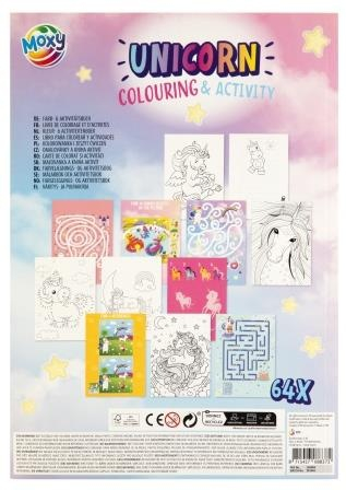 Carte cu activitati de colorat, unicorni, A4, 64 pag, Moxy [1]
