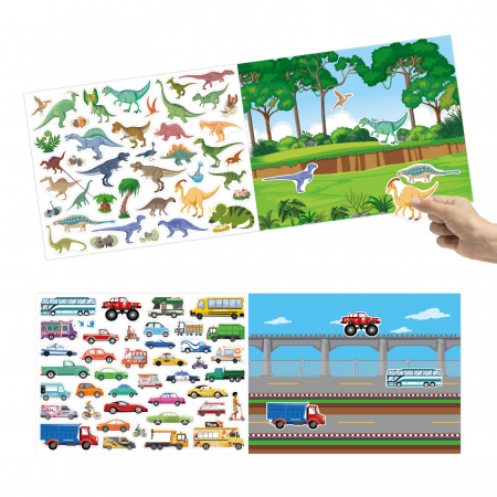 Carte cu autocolante reutilizabile si rezistente la apa pentru copii, Animale, 5 planse, 200 piese, 3 ani+, EduJucarii [1]