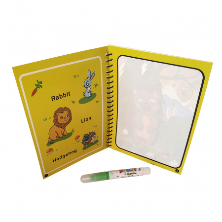 Carte de colorat cu apa, reutilizabila, 8 pagini, 4 imagini, Magic Water Book, animale de padure [4]
