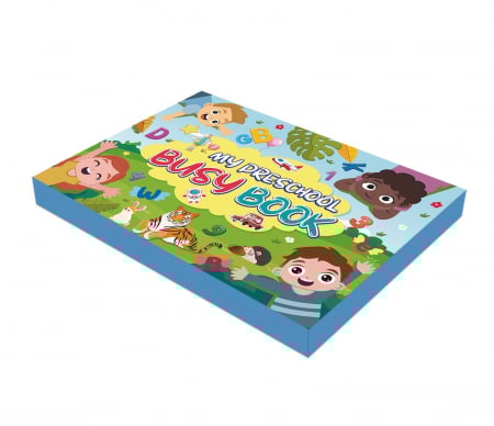 Carte interactiva si educativa pentru copii, My Preschool Busy Book 1, 32 pagini activitati multiple, stickere repozitionabile, Limba Engleza, 3 ani+, EduJucarii [9]