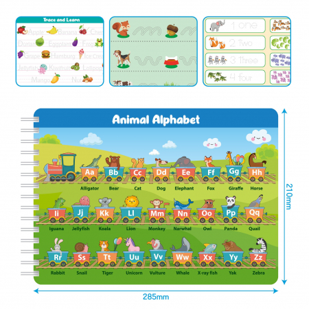 Carte interactiva si educativa pentru copii, Learn to Write, 40 pagini activitati multiple, Invata literele si cifrele, Limba Engleza, 3 ani+, EduJucarii [5]