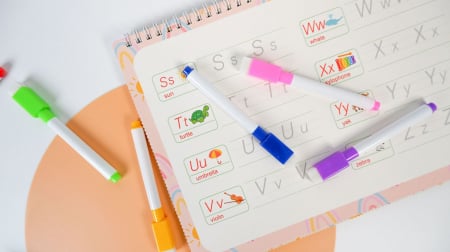 Carte interactiva si educativa pentru copii, My Preschool Busy Book 2, 32 pagini activitati multiple, stickere repozitionabile, Limba Engleza, 3 ani+, EduJucarii [11]