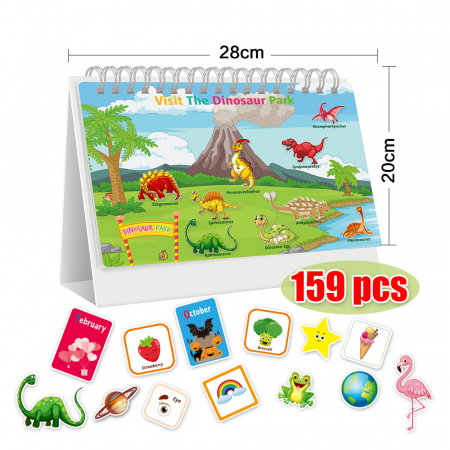 Carte interactiva si educativa pentru copii, My Preschool Busy Book 3, 31 pagini activitati multiple, stickere repozitionabile, Limba Engleza, 3 ani+, EduJucarii [3]