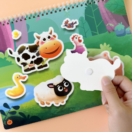 Carte interactiva si educativa pentru copii, My Preschool Busy Book 6, 20 pagini activitati multiple, stickere repozitionabile, Limba Engleza, 3 ani+, EduJucarii [5]