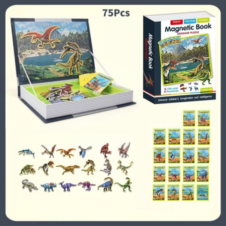 Carte magnetica Puzzle Dinozauri, 75 piese, + 3 ani [0]