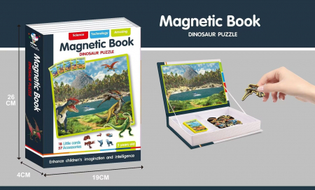 Carte magnetica Puzzle Dinozauri, 75 piese, + 3 ani [5]