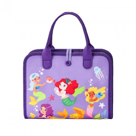 Carte Montessori din fetru, senzoriala, cu activitati, 8 pagini cu activitati, sirene, litere, cifre, vietati marine, 28.5 x 22.8 x 5.5 cm, EduJucarii [1]