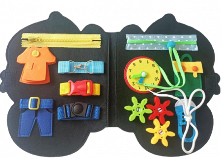 Carte Montessori din fetru, senzoriala, cu activitati, in forma de elefant, 23x25 cm [1]