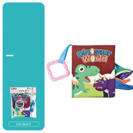 Carte senzoriala fosnitoare pentru bebelusi, cu animalute colorate, Dinosaur world, 11 x 13.5 cm [2]