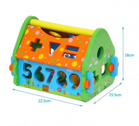 Casuta din Lemn cu Bile, Ciocan, Sortator de Forme Geometrice si Litere, Jucarie Educativa Montessori, Multicolora, Lemn, 20 Piese, 3 ani+, Edujucarii [5]