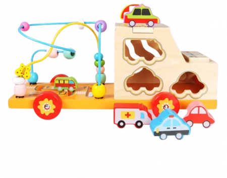 Centru de activitati 5 in 1, Camion din lemn, Montessori, 3 ani, multicolor, 3 ani+, Edujucarii [8]