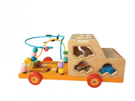 Centru de activitati 5 in 1, Camion din lemn, Montessori, 3 ani, multicolor, 3 ani+, Edujucarii [1]