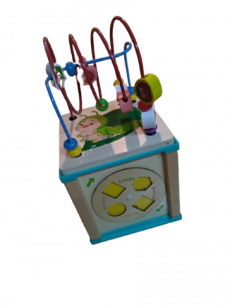 Centru din lemn educativ Montessori, Cub activitati bebelusi 5 in 1, Bufnita [1]