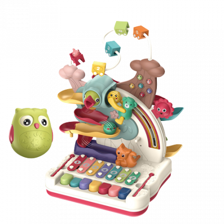 De Bebe - Centru Educativ de Activitati pentru Copii, 7 Functii de Joc si o Jucarie Puisor cu Magnet, Multicolor, 3 luni, rosu, Edujucarii