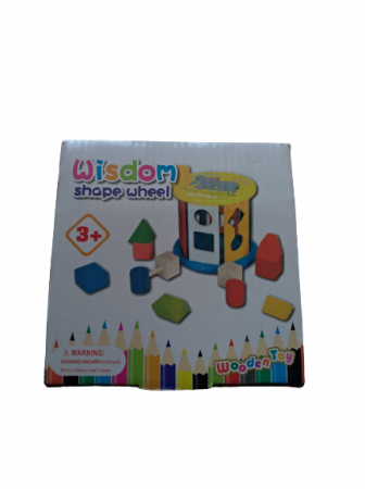 Cilindru din lemn cu sortator de forme geometrice si culori - Wooden Toy [5]