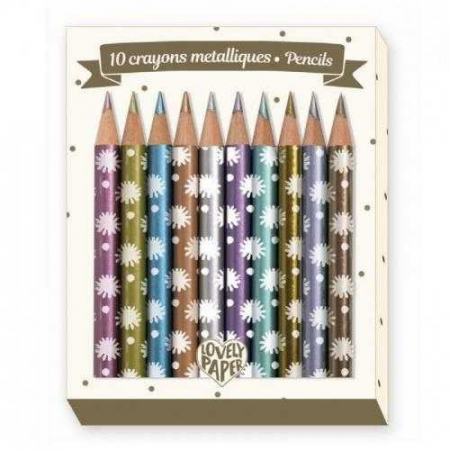 Rechizite Creative - Creioane colorate metalice Chic, Djeco