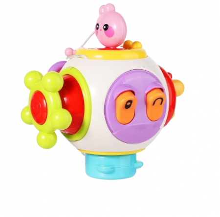 Jucarii interactive - Cub cu activitati pentru Copii, 6 in 1, spinner rotativ, ABS, Multicolor, EduJucarii, 12 luni+