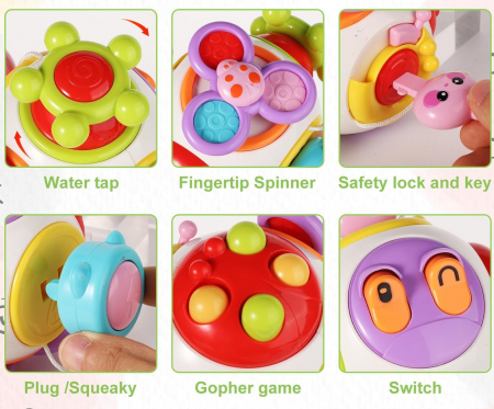 Cub cu activitati pentru Copii, 6 in 1, spinner rotativ, ABS, Multicolor, EduJucarii, 12 luni+ [4]