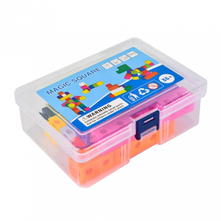 Cuburi de constructie Magic Square, plastic, 60 Bucati,  10 culori diferite, 30 Carduri cu Modele, 3 ani+, EduJucarii [13]