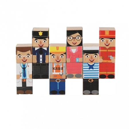 Cuburi din lemn tip puzzle, meserii - KABI [7]