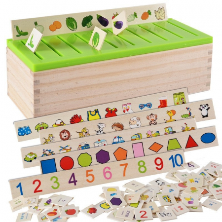 Cutie de clasificare a cunostintelor, lemn, Sortator Montessori pentru Dezvoltarea Gandirii Copilului, 3 ani+, EduJucarii [0]