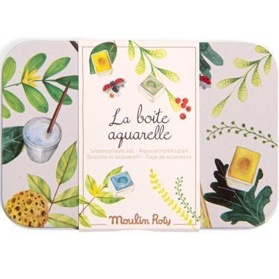 Noutati si reduceri - Cutie metalica cu 24 de acuarele, Moulin Roty
