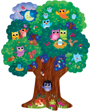 Hoot Owl Hoot, puzzle de podea u00een forma de copac, cu bufnite [1]