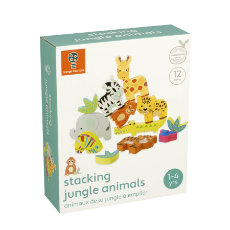 Noutati si reduceri - Joc Animale din jungla de stivuit, Orange Tree Toys