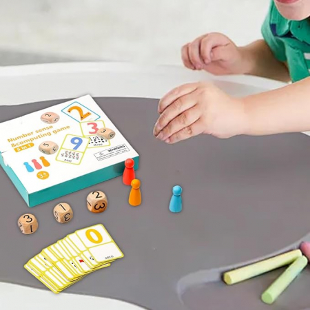 Joc aritmetic cu carduri, pioni si zaruri, Number sense, 5 in 1, 3 ani+, EduJucarii [4]