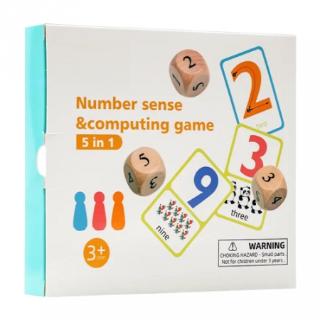 Joc aritmetic cu carduri, pioni si zaruri, Number sense, 5 in 1, 3 ani+, EduJucarii [7]