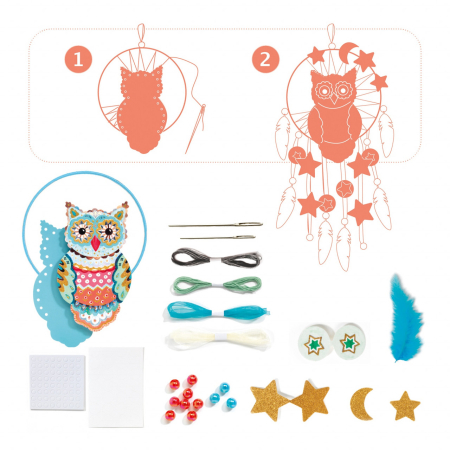 Joc creativ DIY Dreamcatcher bufnita, Djeco [7]