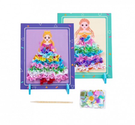 Pictura si desen - Joc Creativ si educativ pentru copii, Broderie pe Fusta Printesei blonde, 5 ani+, Edujucarii