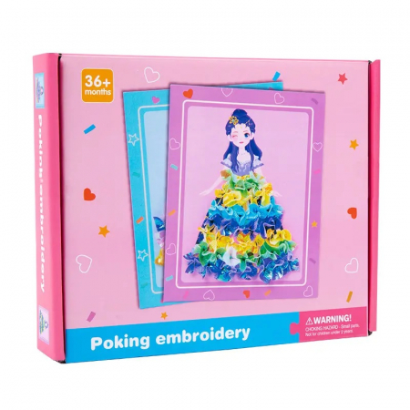 Joc Creativ si educativ pentru copii, Broderie pe Fusta Printesei brunete, 5 ani+, Edujucarii [10]