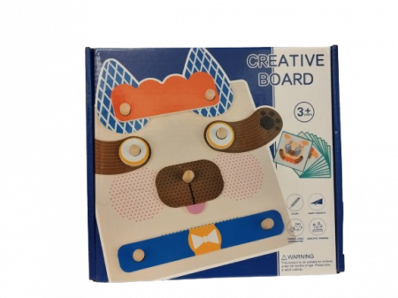 Joc de Asamblat din Lemn cu Fete de Animale pentru Copii Creativi, Creative Board, 3 ani+, EduJucarii [1]