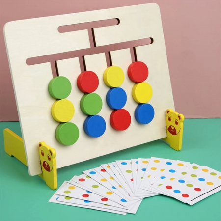 Jucarii si jocuri educative - Joc de asociere 4 in linie cu animalute si culori, labirint Montessori